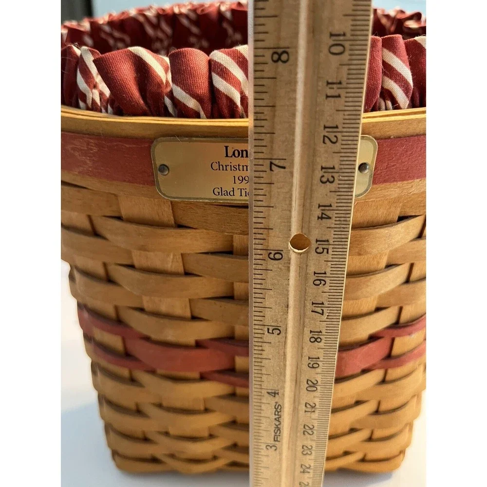 Longaberger 1998 Christmas Collection Red Glad Tidings Basket Liner Protector